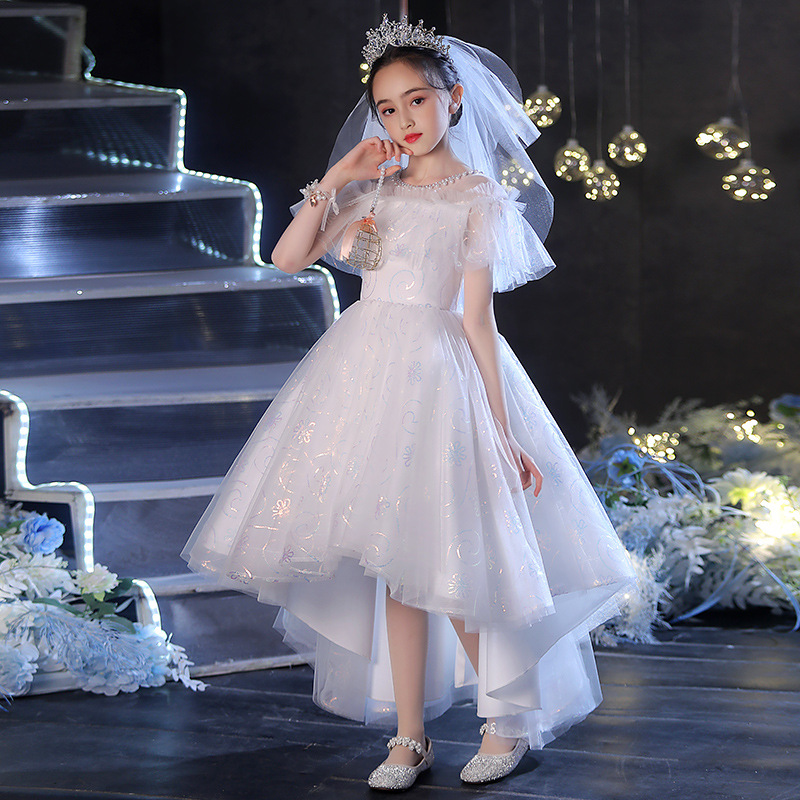 女童礼服儿童婚纱花童婚礼小女孩主持人走秀钢琴演奏演出服公主裙