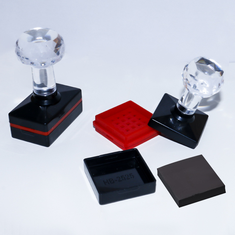 hb光敏印章材料配7mm厚垫子批发 水晶头光敏印章长方椭圆整套