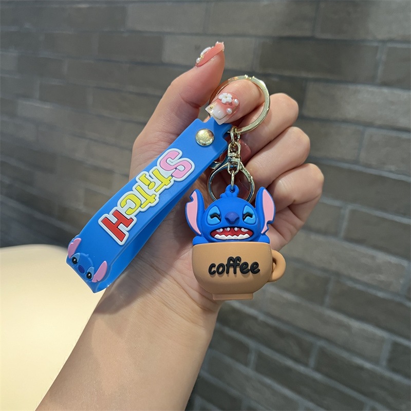 Creative Dessert Stitch Keychain Cute Cake Stitch Teacup Stitch Key Chain Men's and Women's Handbags Pendant