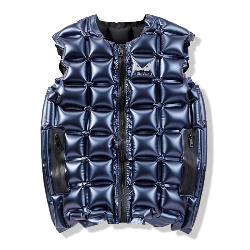 马甲男2020年春秋季充气马甲欧美潮流吹气外穿背心男款无袖工作服