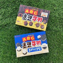 整箱32盒韩国零食乐天ABC巧克力字母曲奇饼干奶油夹心曲奇50g/43g