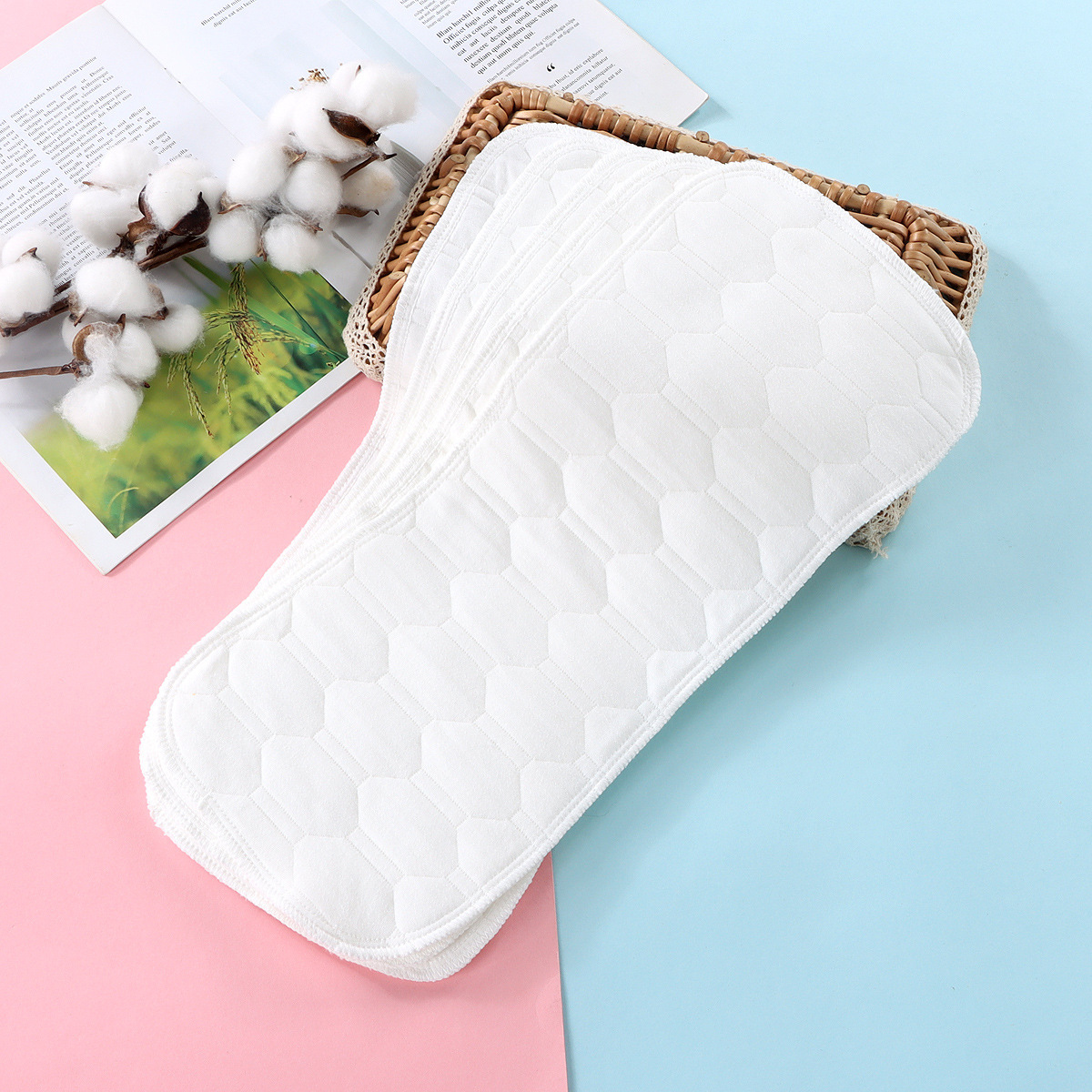 三层夹棉尿垫可水洗婴儿尿片柔软透气纯棉尿布吸水布尿垫批发代发