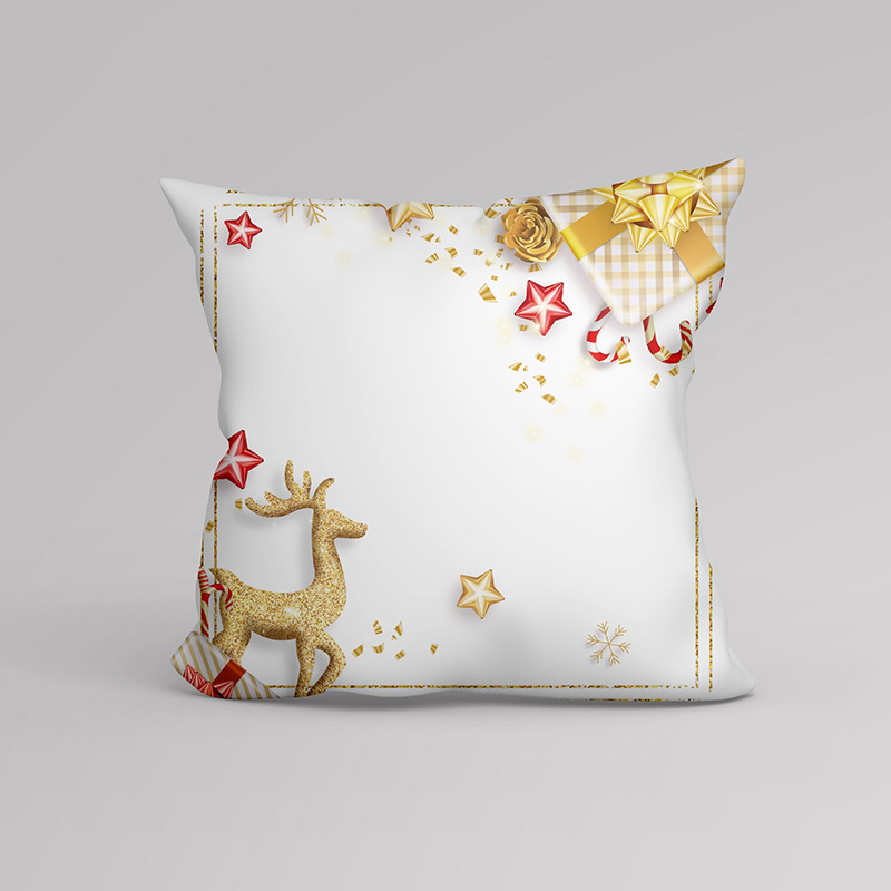 Cross-Border New Arrival Christmas Pillow Cover Christmas Elk Snowflake Printed Pillow Home Sofa Decorative Cushion Wholesale