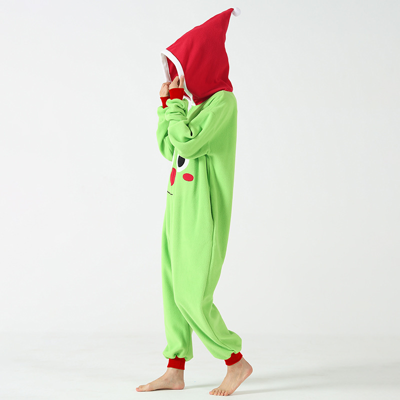 Factory Wholesale Red Nose One-Piece Pajamas Cosplay Festival Costume Hooded Cute Loungewear