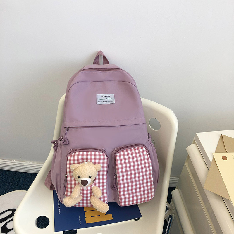 Foreign Trade Tide Burden Reduction School Bag Grade 3 to Grade 6 Backpack Junior's Schoolbag Girl Cute Contrast Color Backpack