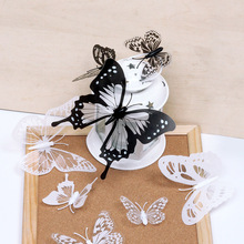 3D立体仿真蝴蝶黑白蝴蝶假塑料蝴蝶墙贴客厅卧室儿童房间墙面装饰