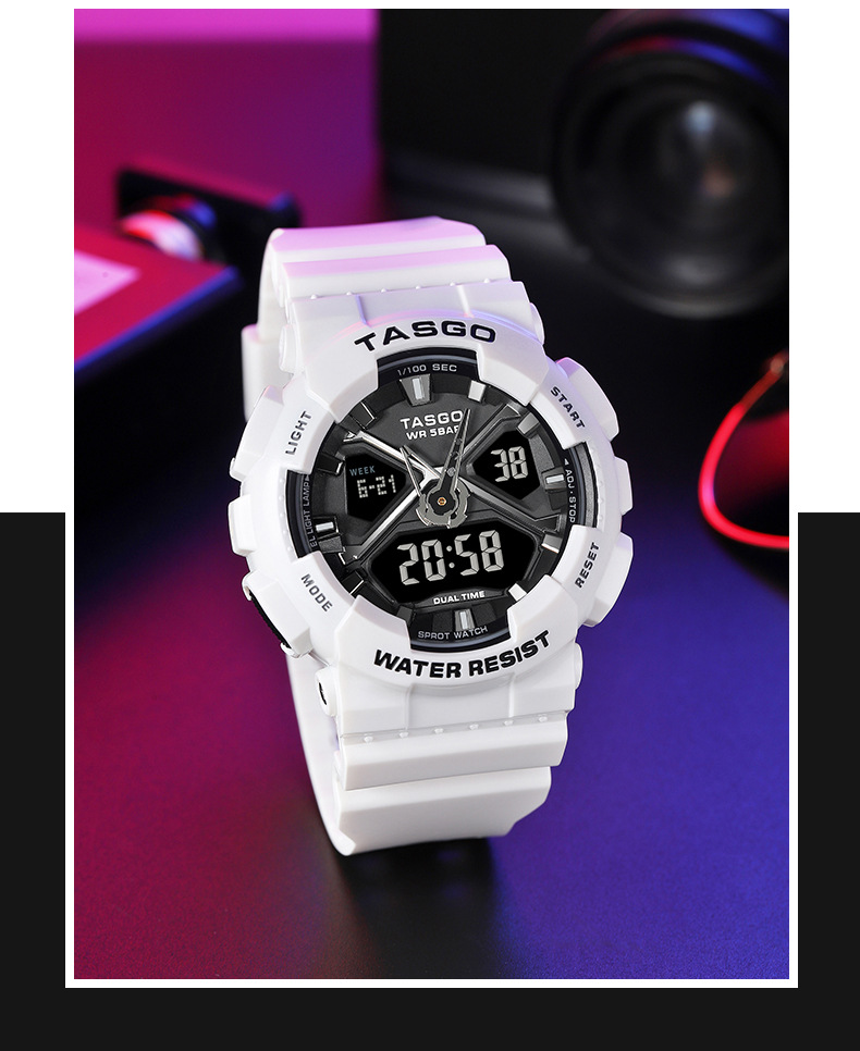 tasgo特斯高t138手表男学生潮流防水防摔女初高中青少年电子表