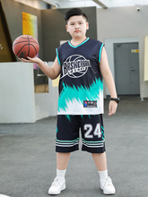 胖男童运动套装夏季篮球服加肥加大中大童新款速干薄款无袖两件套