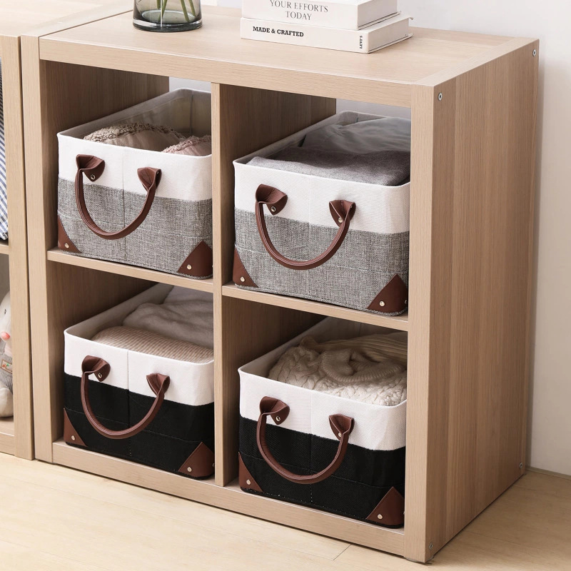 Uncovered Fine Linen Storage Box Foldable Fabric Art Hemp Rope Portable Steel Frame Storage Box Home Clothes Finishing Box