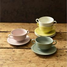 欧式陶瓷咖啡杯下午茶办公室马卡龙色釉双耳零食碗