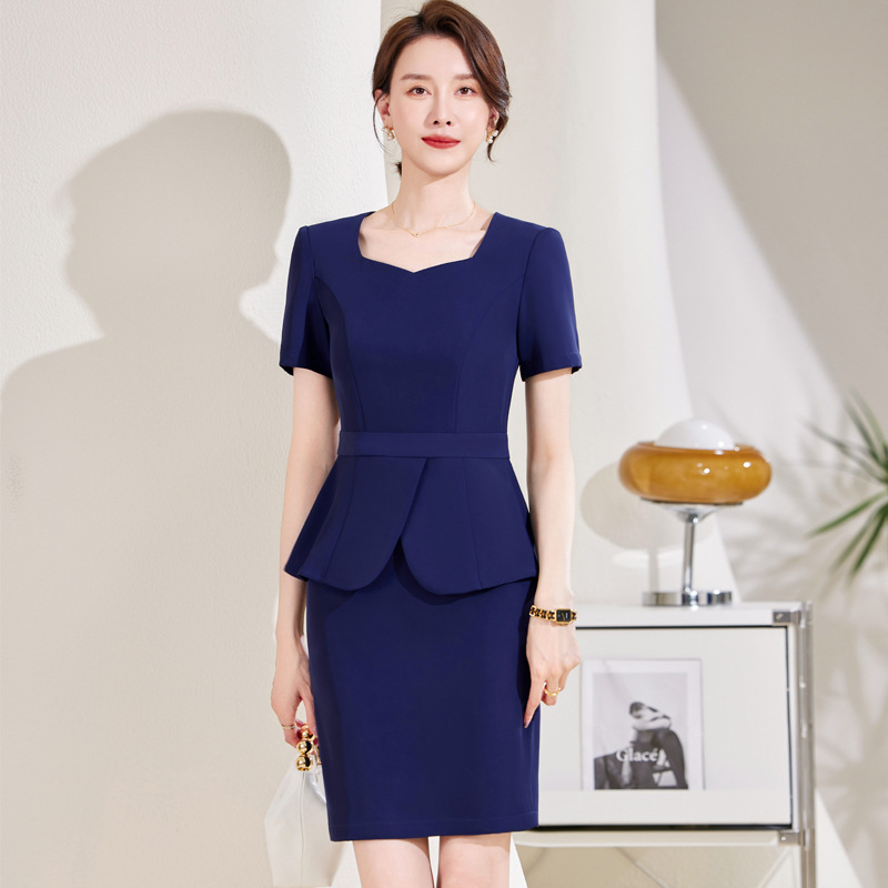 职业套装女2024夏季新款时尚套裙珠宝店美容师工作服薄款短袖工装