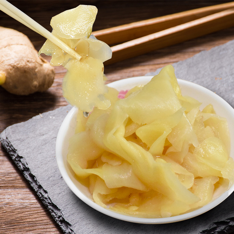 广东糖醋姜片 潮汕特产 酸甜醋泡姜片下饭菜 寿司白姜310g瓶包邮