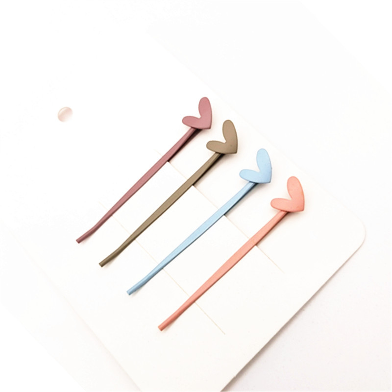 一字夹发夹莫兰迪色女简约爱心边夹气质韩系百搭彩色女士夹子头饰