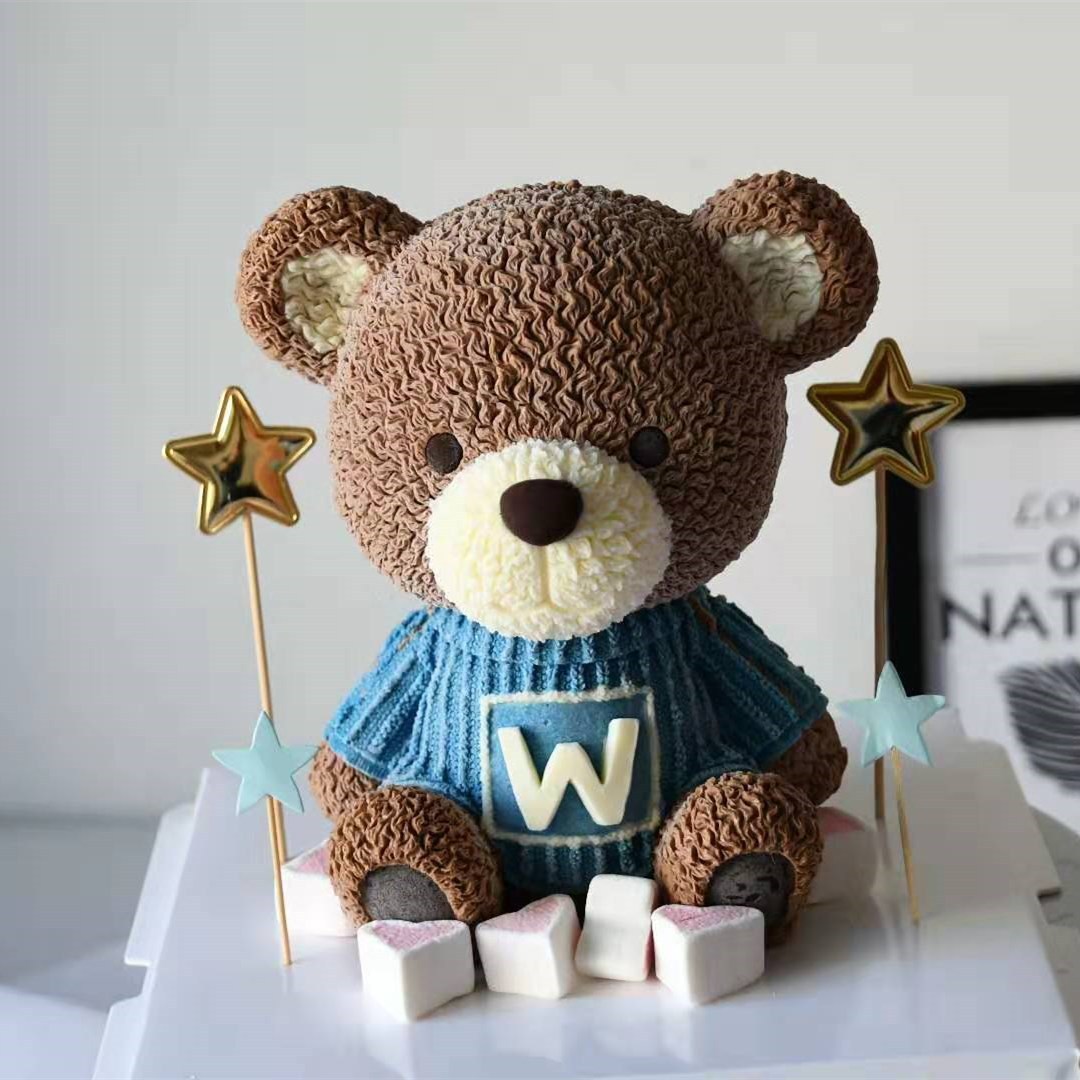 卡通3d立体熊生日蛋糕酸奶芝士慕斯儿童蛋糕广州深圳重庆同城配送