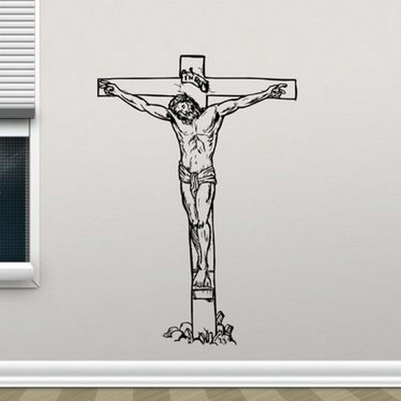 钉在十字架上你的宗教人物图案 创意精雕墙贴艺术家居贴纸