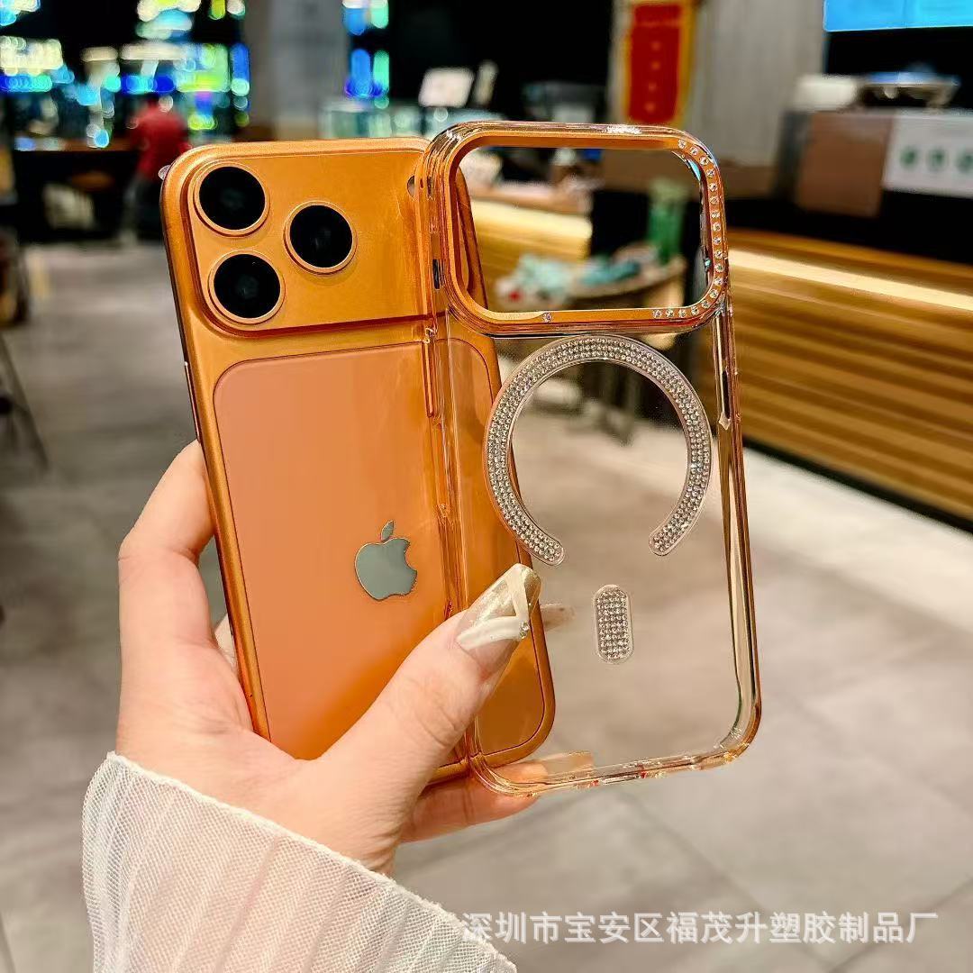 闪粉适用iphone17Promax磁吸手机壳透明星空苹果16水钻防摔保护套