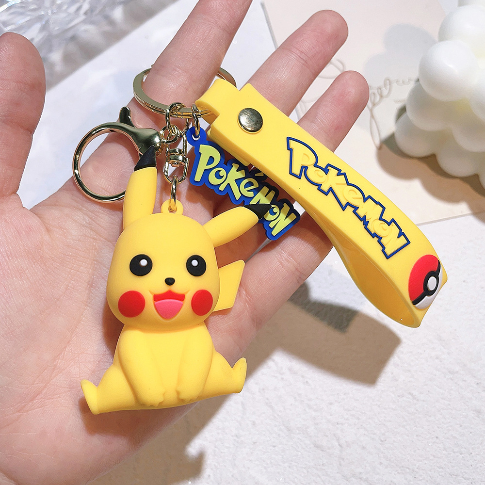 Creative Cute Pikachu Keychain Yibu Pendant Snorlax Cartoon PVC Figurine Car Accessories Key Chain