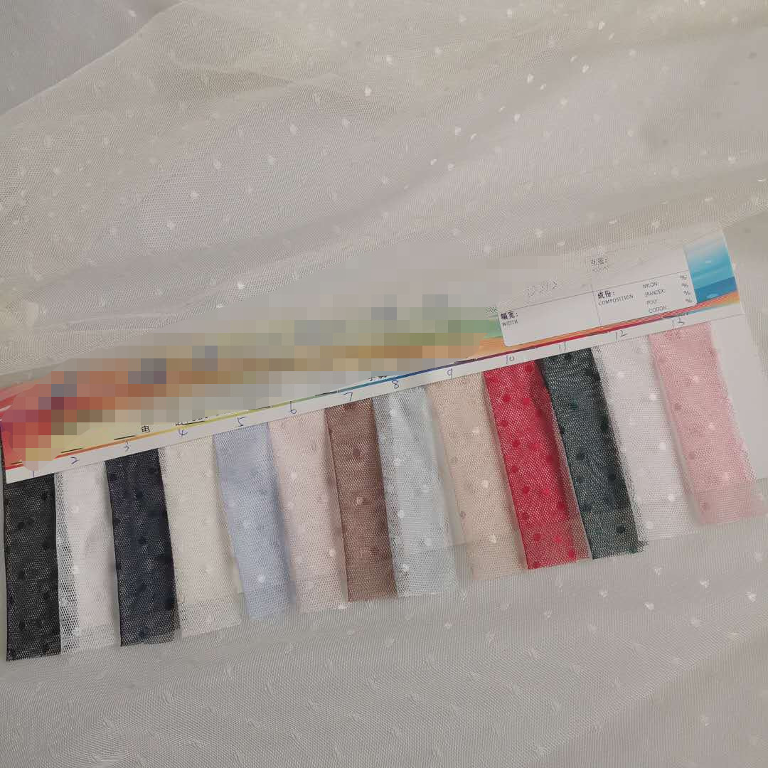 【现货供应】好品质无弹涤论0.3厘米迷你小圆点提花网布 网纱面料