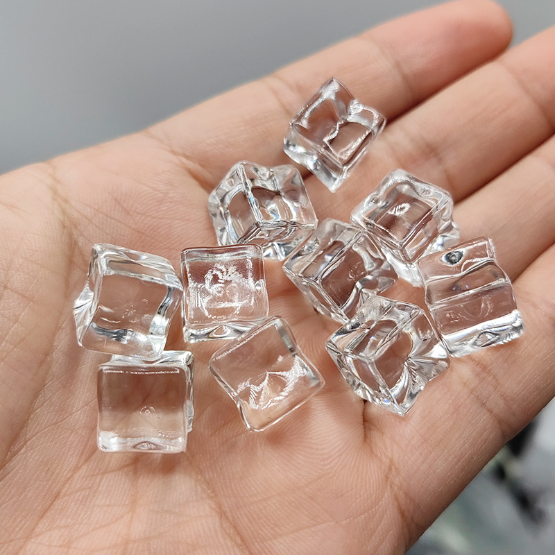 New 12mm Simulation Ice Cube High Transparent Square Bar Decoration Photography Props Window Fish Tank Ice Cube Crystal Stone