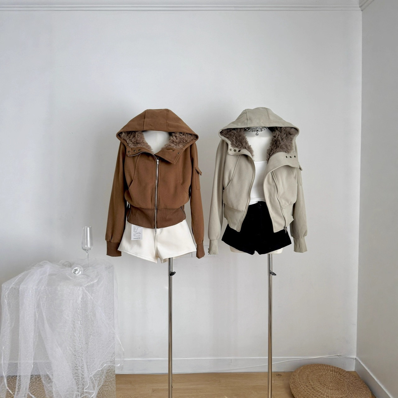 寺迈焦糖可颂毛领卫衣外套女2025秋冬新款设计感短款开衫2025冬