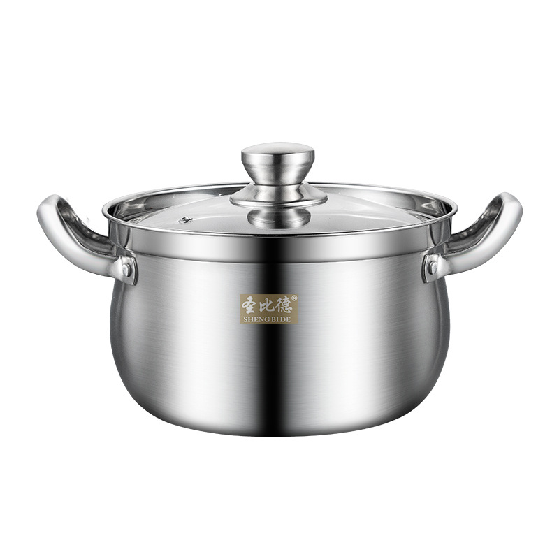 Shengbide Stainless Steel Soup Pot Thickened Anti-Overflow Pot with Two Handles Household Bouilli Soup Pot Stainless Steel Bank Gift Wholesale