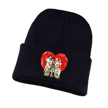 跨境 动漫恶魔高中线帽冬季针织帽毛线帽帽子男女保暖毛绒帽 代发