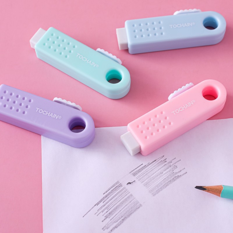 Candy-Colored Eraser Replaceable Core Student Creativity Movable Eraser Card-Mounted Push-Pull Eraser Clean without Leaving Marks