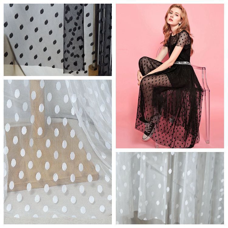 cross-border popular mesh polka dot elastic lace fabric mesh clothing skirt wedding dress fabric accessories