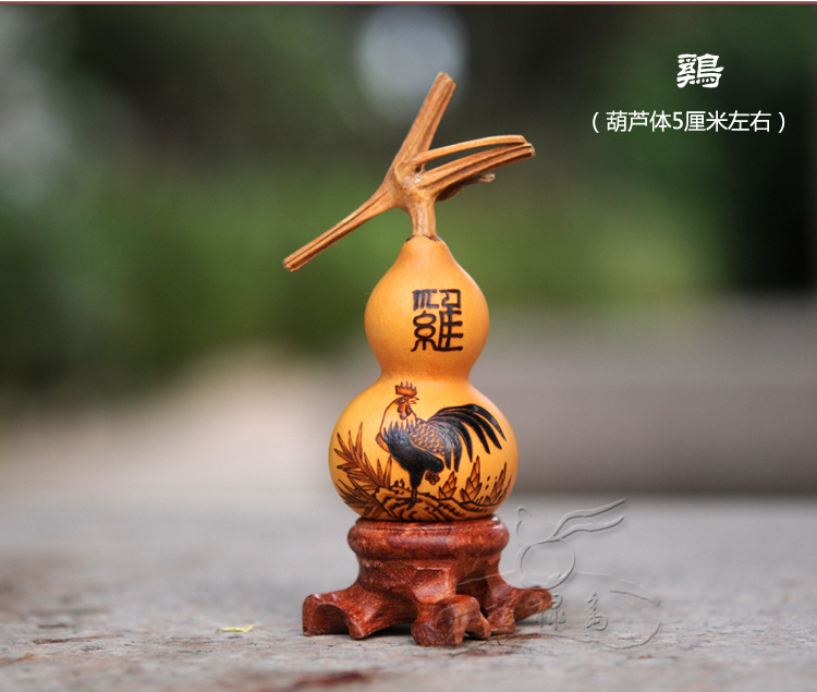 手捻天然小葫芦纯人工烙画12生肖手文把玩件精品工艺礼品摆件葫芦