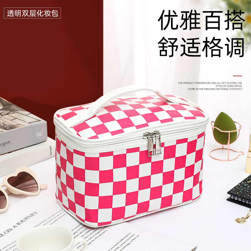 2023 Hot Chessboard Cosmetic Bag Plaid Storage Bag Chessboard Pencil Box