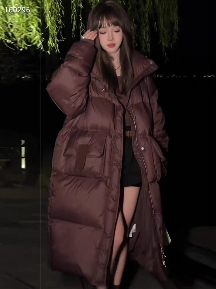Winter 2023 New National Standard White Duck down Long below the Knee Loose Fashion Thickened Large Quilt down Jacket Coat for Women