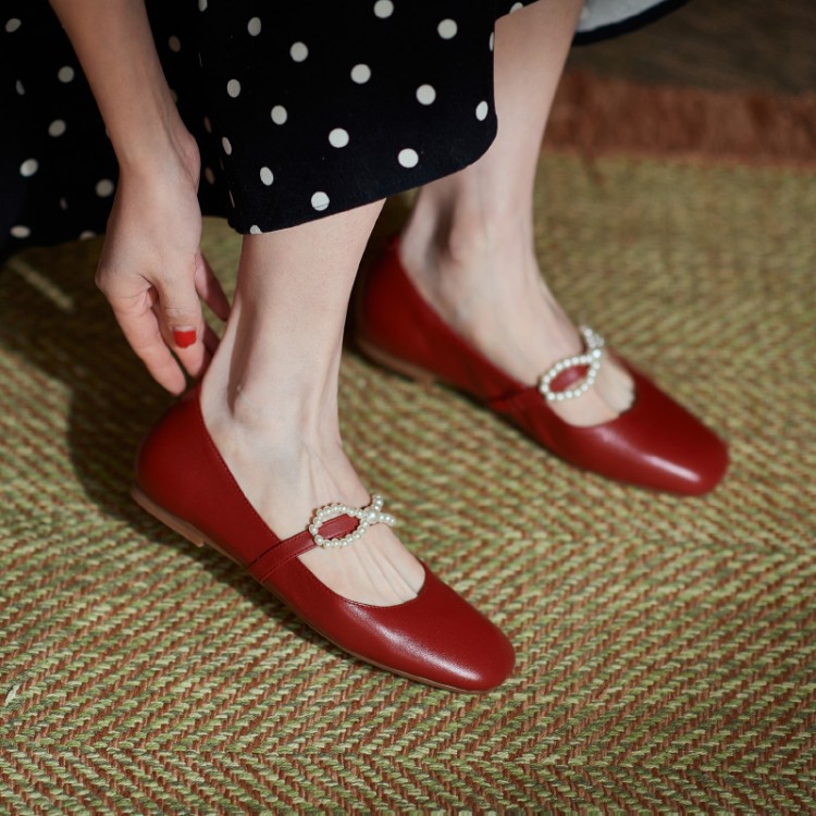 小红鞋单鞋平底