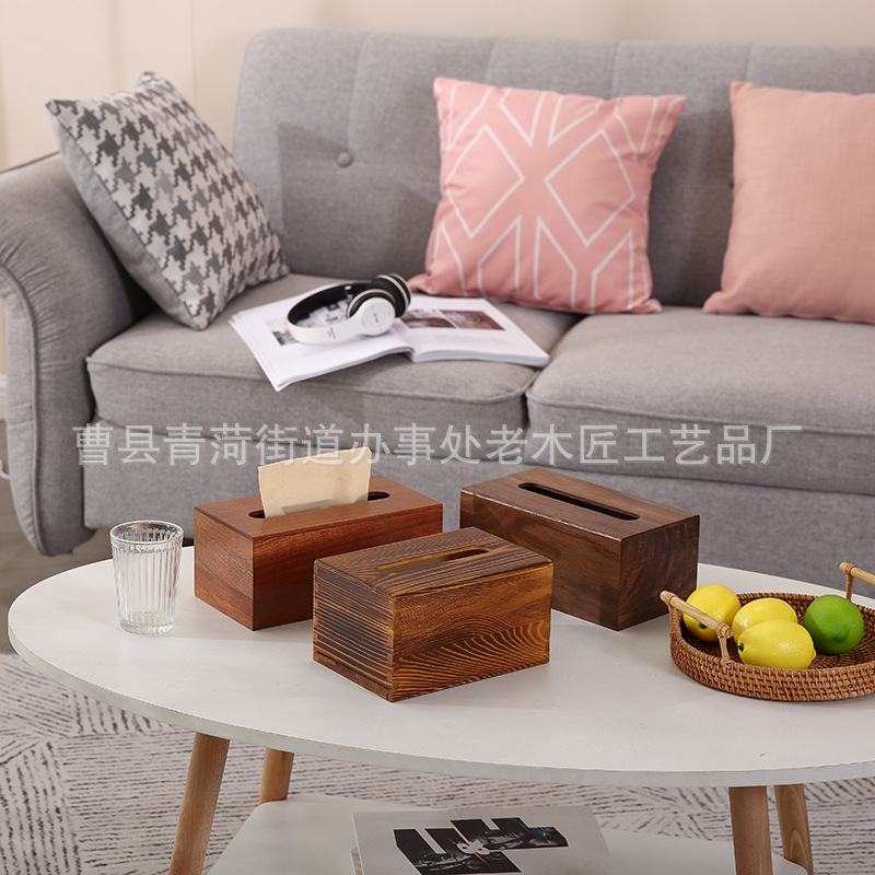 Storage Box Solid Wood Tissue Box Household Living Room Tissue Box Coffee Table Bedroom Tissue Box Wooden Tissue Storage Box