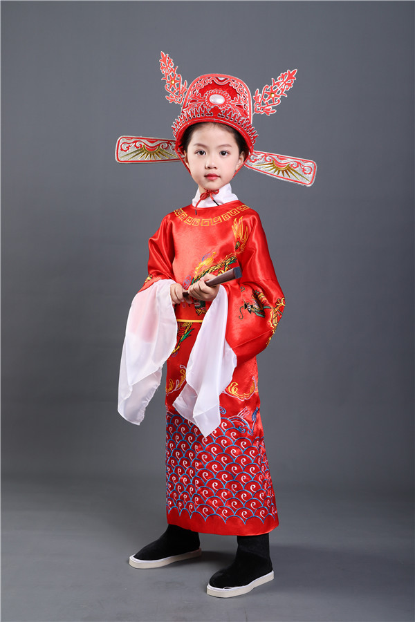 女驸马儿童状元服演出服装古装状元帽戏曲京剧男女小孩戏服状元郎