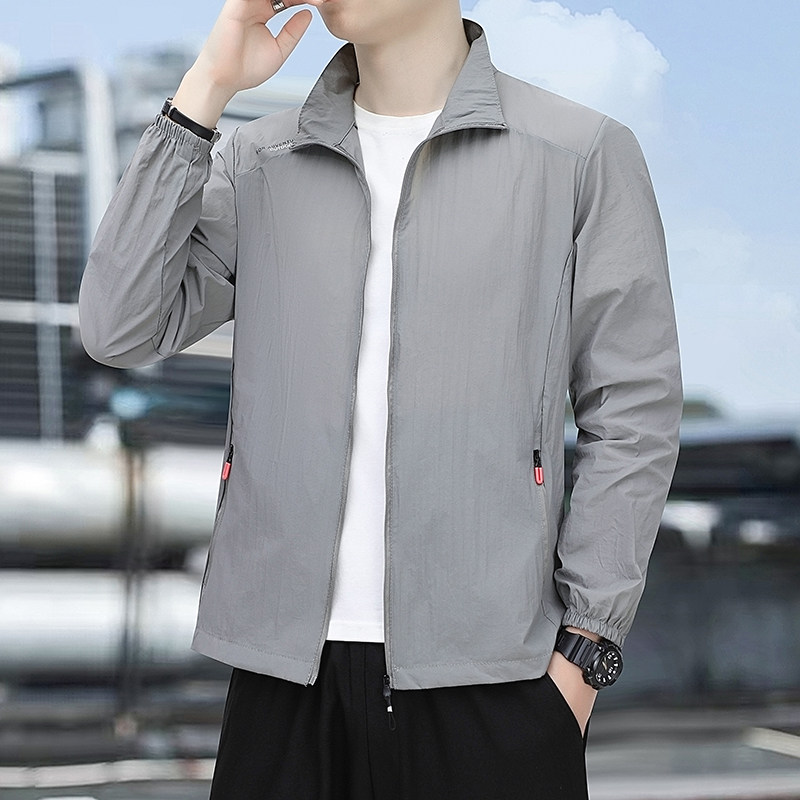 爸爸夏装防晒衣中年男士透气外套中老年人夏天冰丝速干服单层夹克
