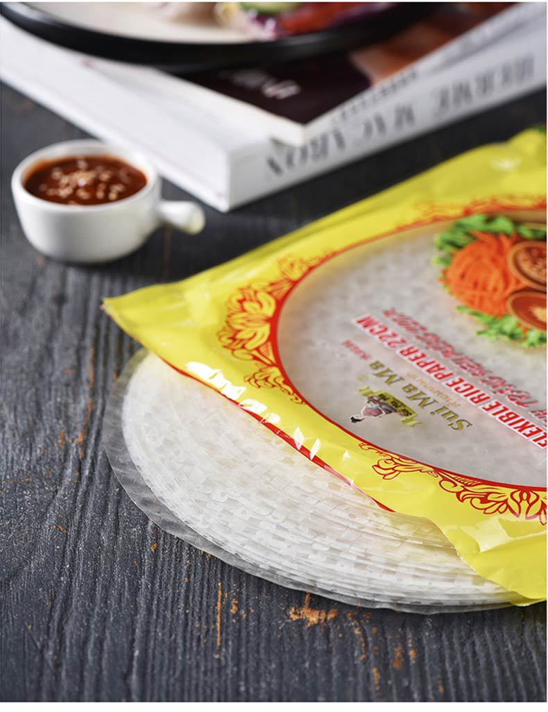 越南进口水妈妈春卷皮米纸寿司340g家用生食春卷簿饼皮超薄米皮