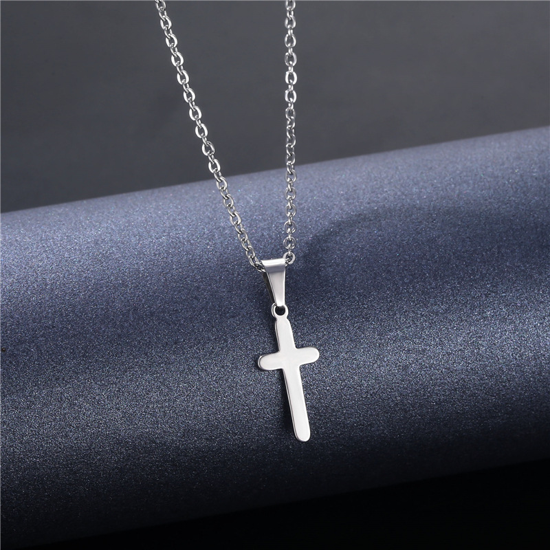 Europe and America Cross Border Religious Ornament Accessories Titanium Steel Cross Pendant Necklace Stainless Steel Pendant New Accessories Wholesale