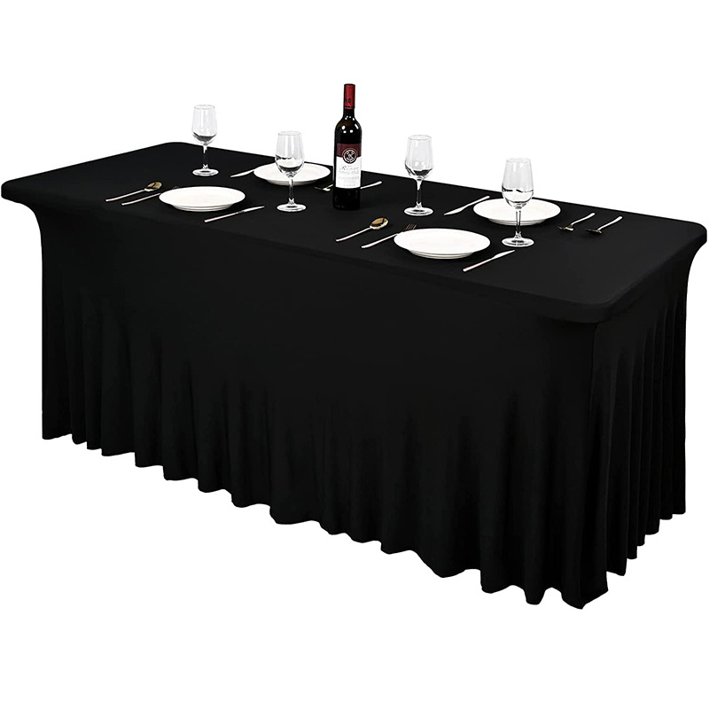 Cross-Border Elastic Table Cover Wedding Banquet 6ft Sundress Rectangular Skirt Table Cover Meeting Office Stretch Tablecloth