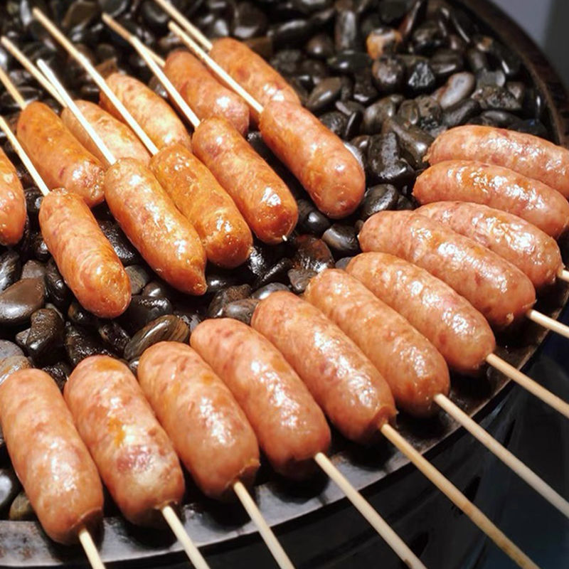 名佑纯肉肠50根火山石烤肠黑胡椒地道肠台湾培根无淀粉烤香肠热