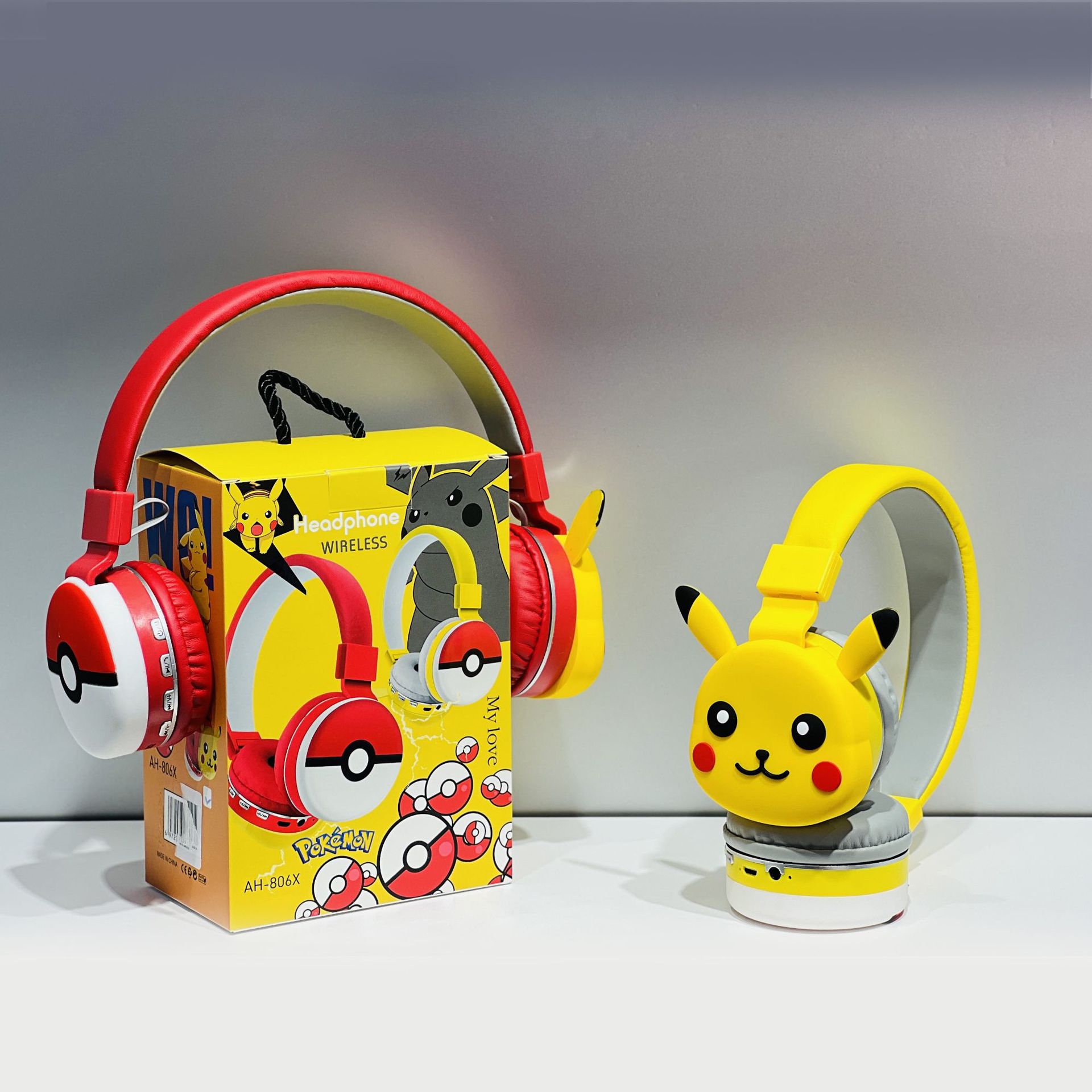 New Cartoon Headset Bluetooth Headset Pikachu Children's Creative Gift Collapsible Anime AH-806X