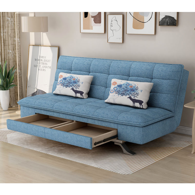可储物双抽屉小户型双人两用简约1.2米1.9米可折叠拆洗布艺沙发床