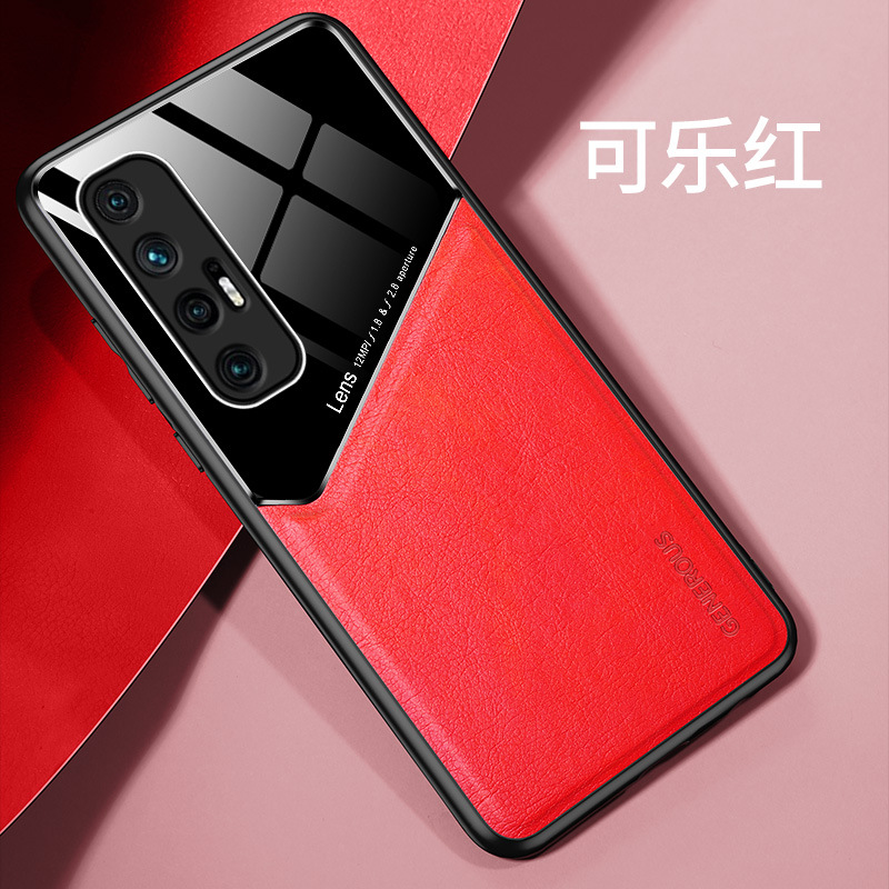 适用小米10s手机壳新款磁吸皮纹红米noe9全包镜头11pro防摔保护套