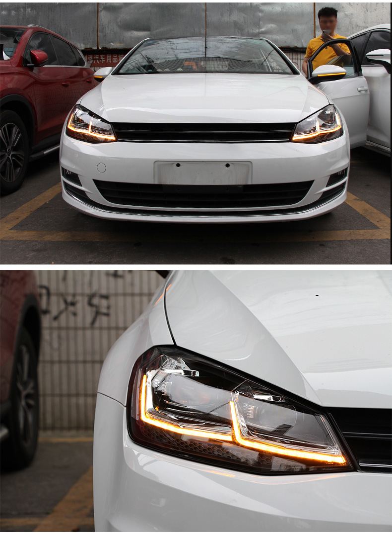 适用于大众高尔夫7大灯总成高7改装高7.5大灯透镜氙气灯led日行灯