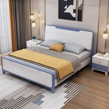 北欧实木床现代简约主卧1.8米双人床白色烤漆1.5米单人床高箱储物