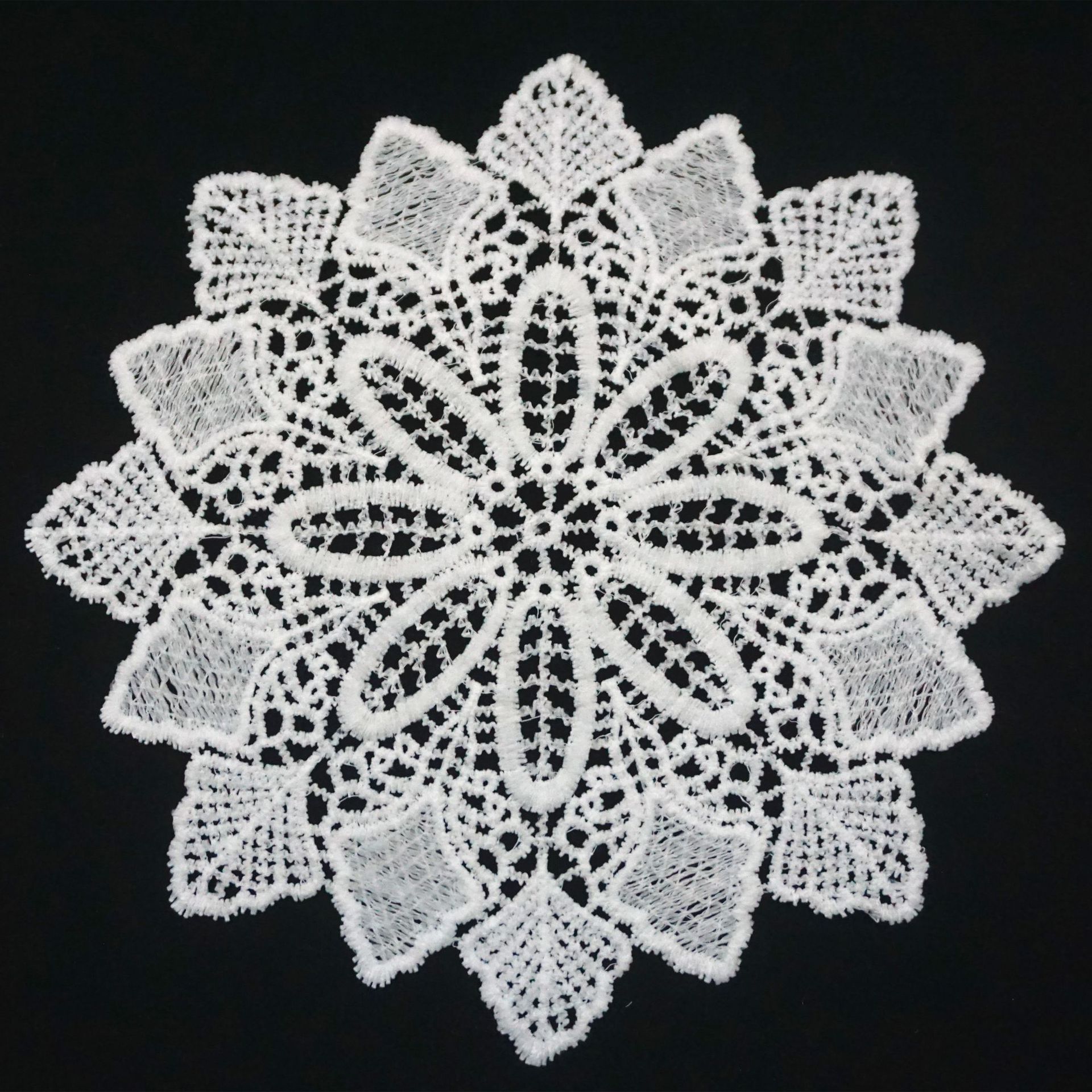 米白色法式复古ins蕾丝杯垫 镂空钩花盘垫拍照道具