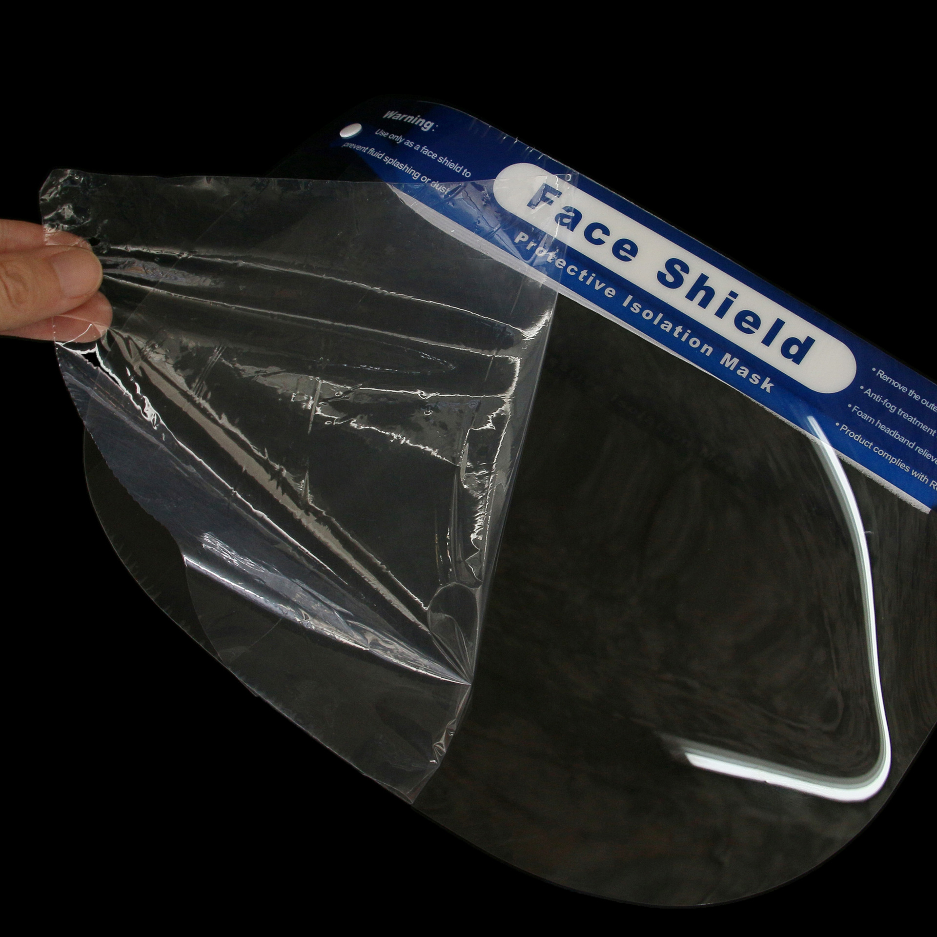 现货透明pet防护面罩塑料防雾防飞沫隔离面罩工厂直供pet防护面罩