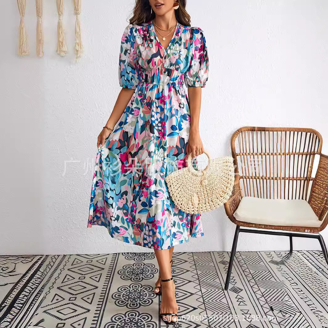 2023 Cross-Border Amazon Independent Station Fashion Printing Women's Dress Women Clothes