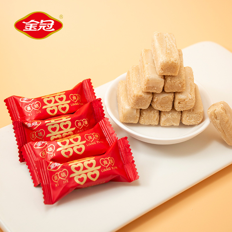 金冠双喜花生夹心酥糖1斤喜庆包装伴手礼结婚专用喜糖果散装批发