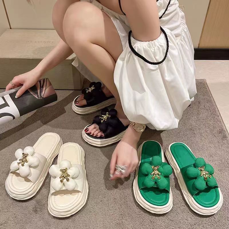 Women's Outdoor Slippers Fashion out Internet Celebrity Ins Flower Fried Street Good-looking Fairy Sandals Western Style 2023 New