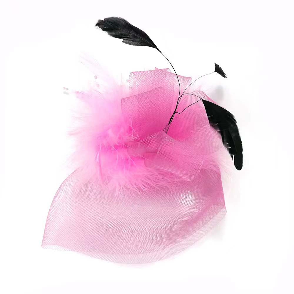 Amazon Hot Mesh Feather Headwear Hair Accessories Bridal Bow Flower Ornament 2023 European and American New Hairpin